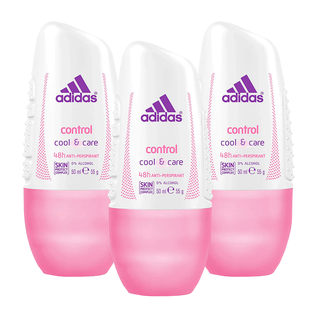 Adidas Control Cool & Care 48H Anti-Perspirant Roll On For Her  - Pack Of 3 - Medaid