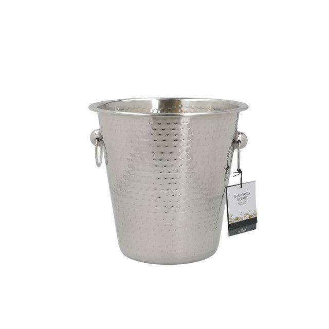 BarCraft Hammered-Steel Sparkling Wine & Champagne Bucket with Ring Handles - Medaid International