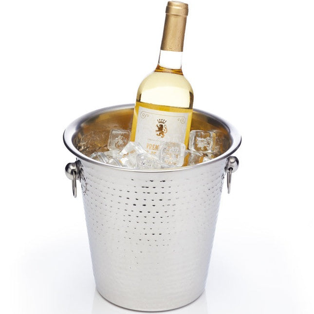 BarCraft Hammered-Steel Sparkling Wine & Champagne Bucket with Ring Handles - Medaid International
