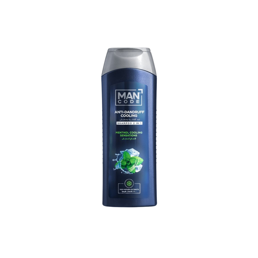 Mancode 2 in1 Anti-Dandruff & Cooling Shampoo With Menthol 400ml - Medaid