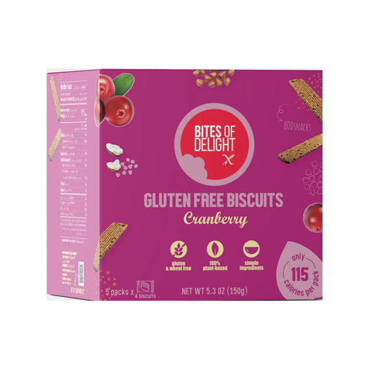 BITES OF DELIGHT BISCUITS BOX GLUTEN FREE - CRANBERRY - Medaid International