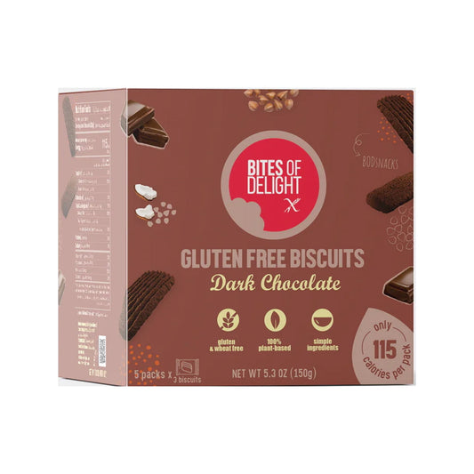BITES OF DELIGHT BISCUITS BOX GLUTEN FREE - DARK CHOCOLATE - Medaid International