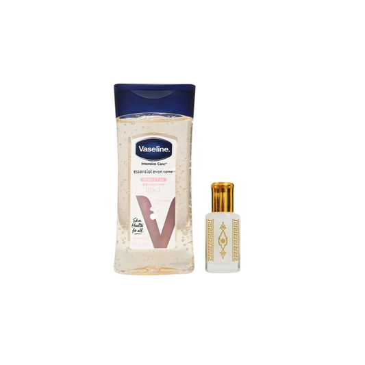 Vaseline Essential Even Tone Body Gel Oil - 200 ml + Musk Al Aarous - Medaid International