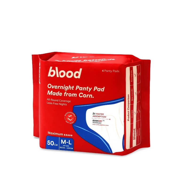 Blood Overnight Panty Pad Corn 50cm 4 pads M-L - Medaid - Lebanon