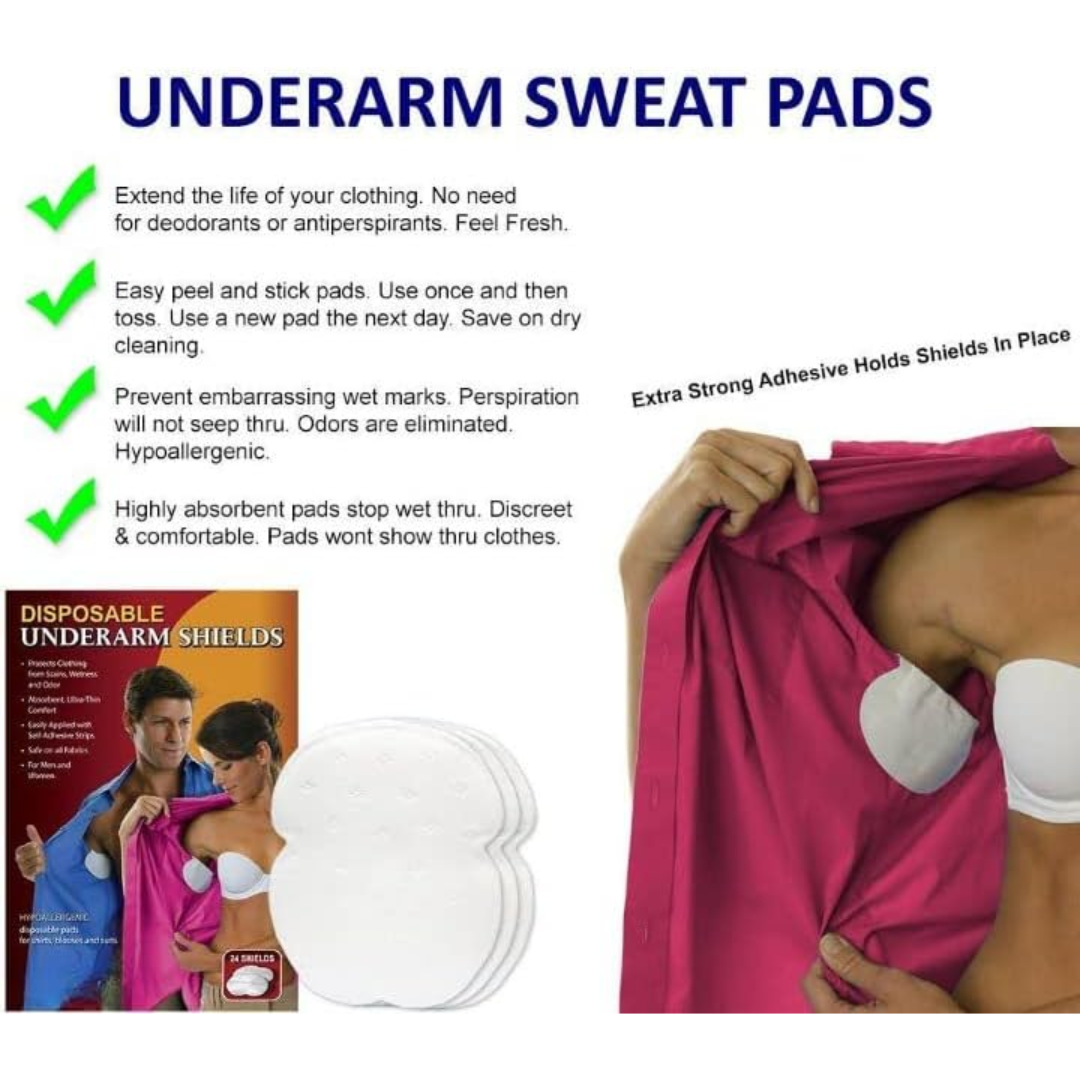 Disposable Underarm Sweat Pads, Odor-Blocking Protection - Medaid International