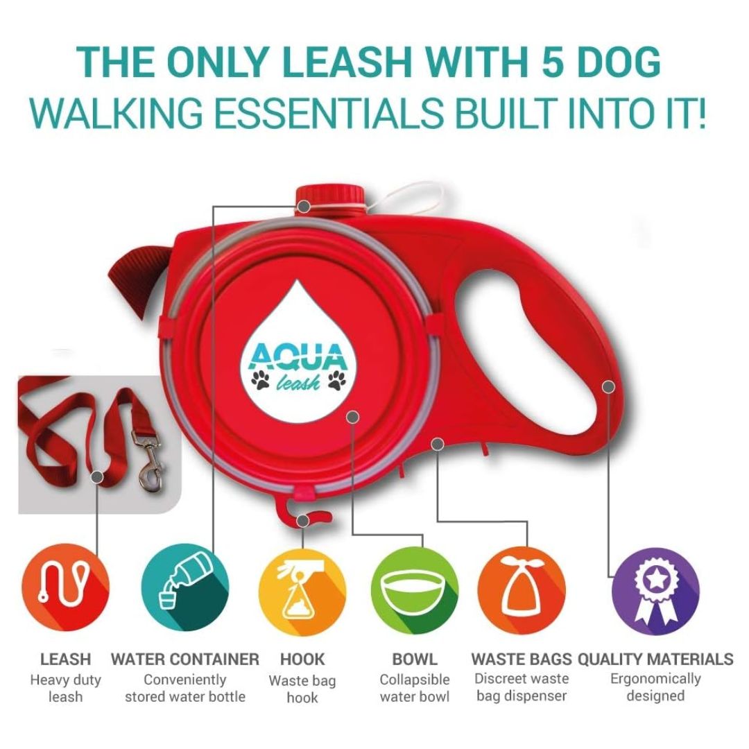 Aqua Leash, 5 In 1 Pet Essentials , Dog Walking Essentials All in one! - Medaid International