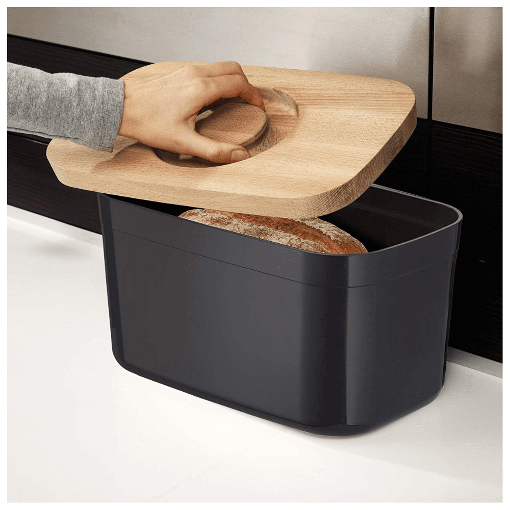 Bread Bin with Cutting Board Lid-Black - Medaid International
