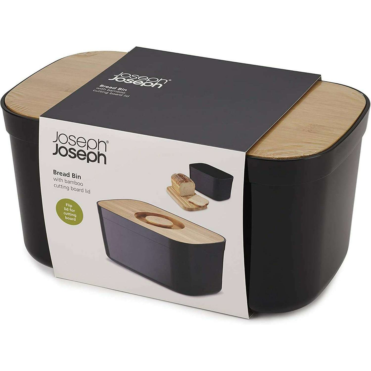 Bread Bin with Cutting Board Lid-Black - Medaid International