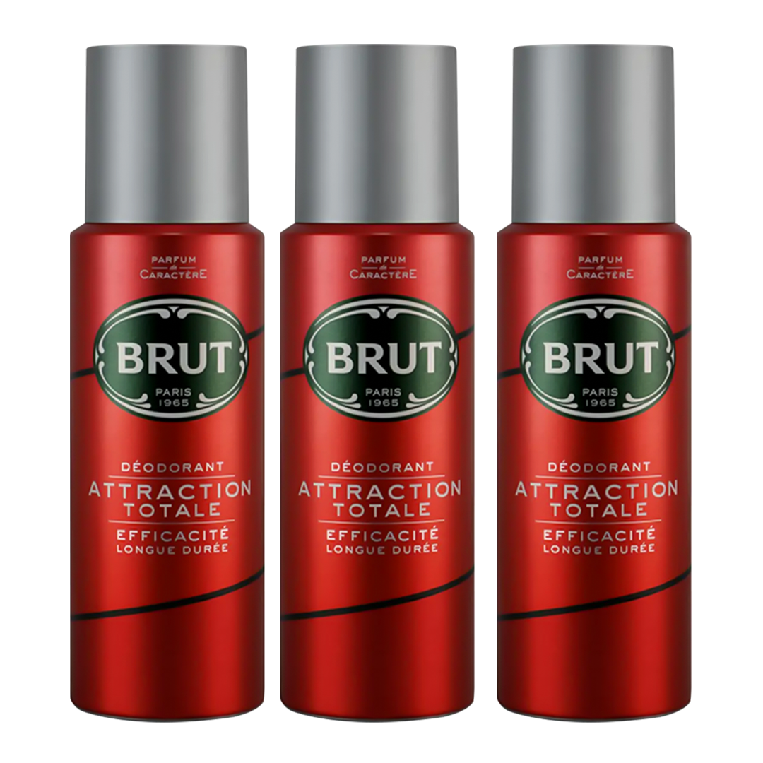 Brut Attraction Totale Spray Deodorant For Him - Pack Of 3 - Medaid