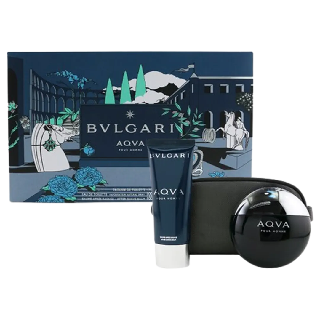 Bulgari Aqva Eau De Toilette Men's Gift Set - 3Pcs - Medaid