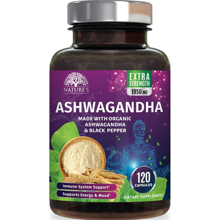 Certified Organic Ashwagandha 1950 MG - Extra Strength Pure Organic Ashwagandha Extract - Made with Root Extract Powder - Medaid - Lebanon