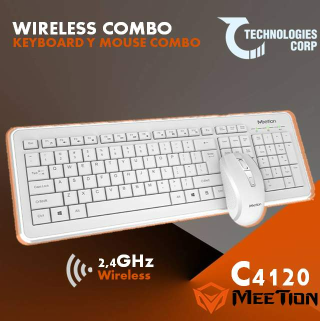 MEETION C4120 2.4 GHz KEYBOARD AND MOUSE WIRELESS COMBO ‚Äì White - Medaid International
