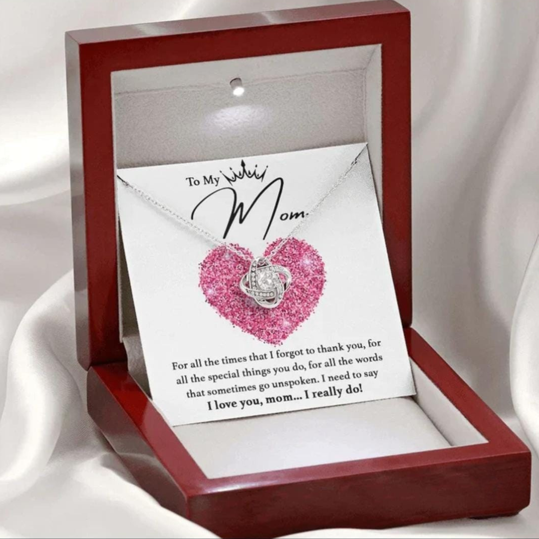 Love Knot Pendant for Her, Necklace with Message Card, Couple Jewelry - Medaid International