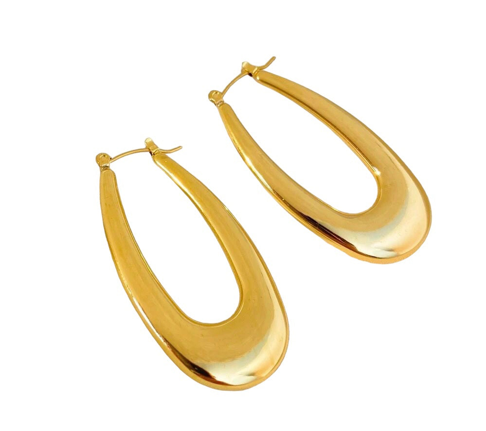 Golden oval earrings accessory #4026 - Medaid International