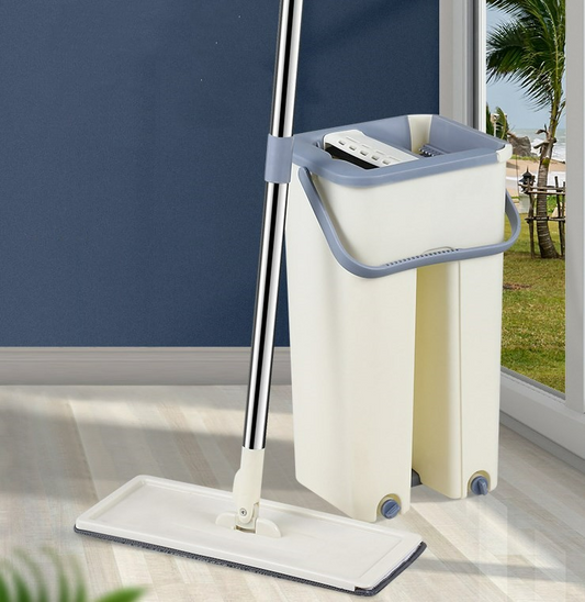 Household Cleaning Tool Wet Dry Hand-Free Mop Bucket Set With Plastic Basket Cloth Material - Medaid International