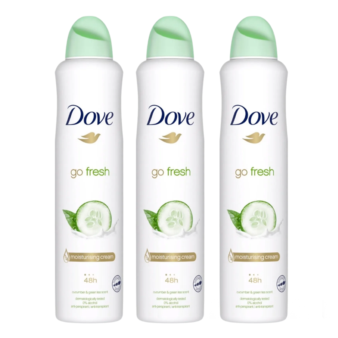Dove Go Fresh Cucumber & Green Tea 48H Anti-Perspirant Spray Deodorant For Her - Pack Of 3 - Medaid