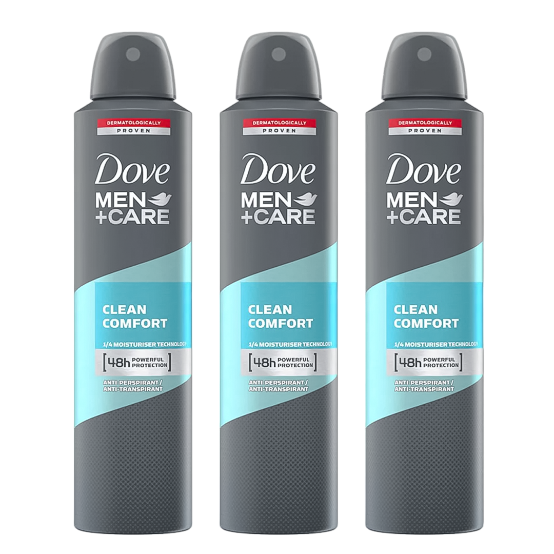 Dove Men + Care Clean Comfort 48H Anti-Perspirant Spray Deodorant For Him - Pack Of 3 - Medaid