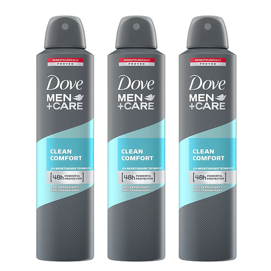 Dove Men + Care Clean Comfort 48H Anti-Perspirant Spray Deodorant For Him - Pack Of 3 - Medaid