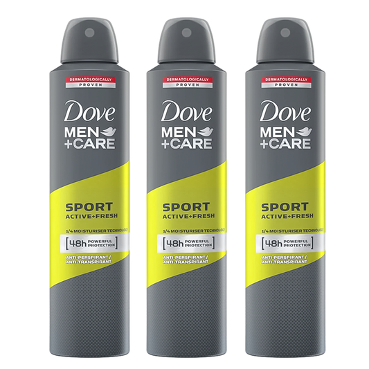Dove Men + Care Sport Active+Fresh 48H Anti-Perspirant Spray Deodorant For Him - Pack Of 3 - Medaid