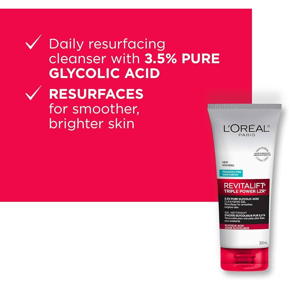 LOREAL Triple Power LZR 3.5% Pure Glycolic Acid Cleansing Gel 200ML - Medaid International