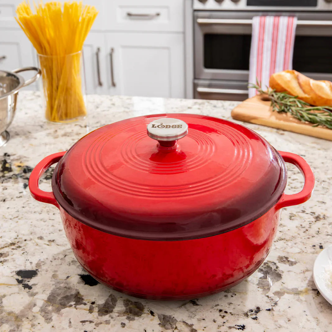 7.38Lt Red Enameled Cast Iron Dutch Oven - Medaid International