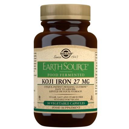 Solgar - Earth Source Food Fermented Koji Iron 27 mg 30 Vegetable Capsules - Medaid International