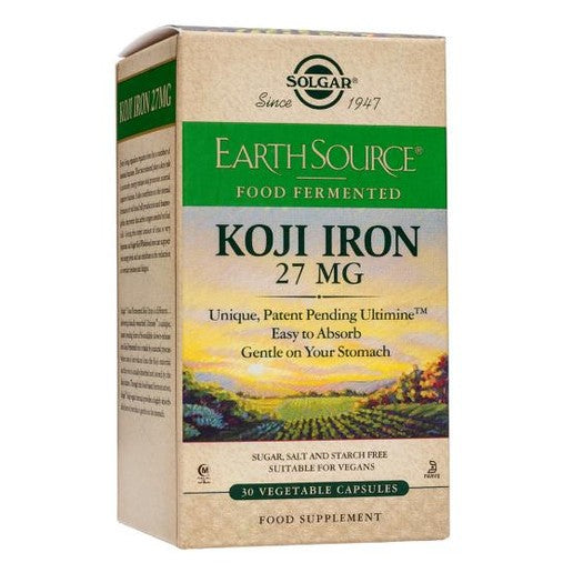 Solgar - Earth Source Food Fermented Koji Iron 27 mg 30 Vegetable Capsules - Medaid International