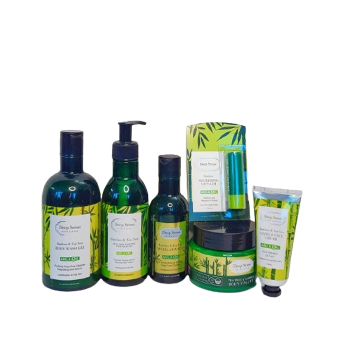 Tea Tree & Bamboo Face Wash Gel+ Bamboo Hand & Face Moisturizing Cream + Tea Tree & Bamboo Body Wash+ Tea Tree & Bamboo Micellar Water + Tea Tree & Bamboo Body Yogurt + Tea Tree & Bamboo Lip Balm - Medaid