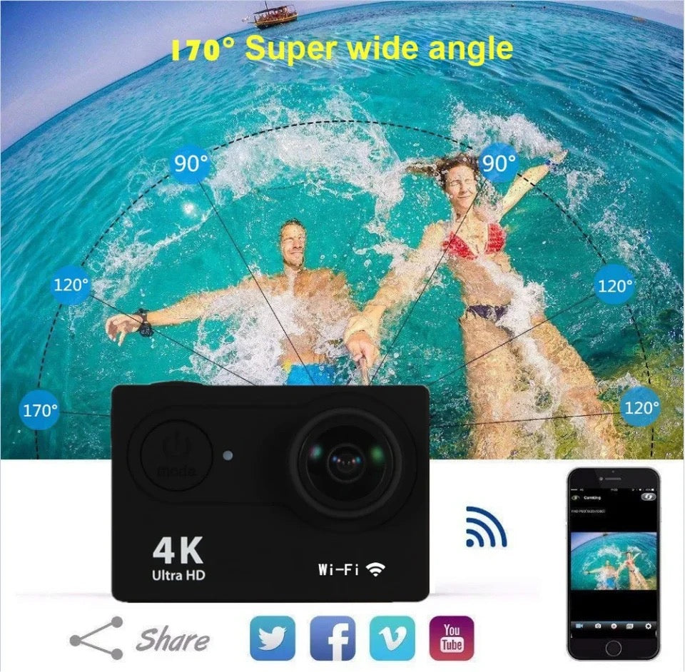 HD Waterproof Sport Action Camera 1080P/60FPS WiFi 2.0" 170D - Medaid International