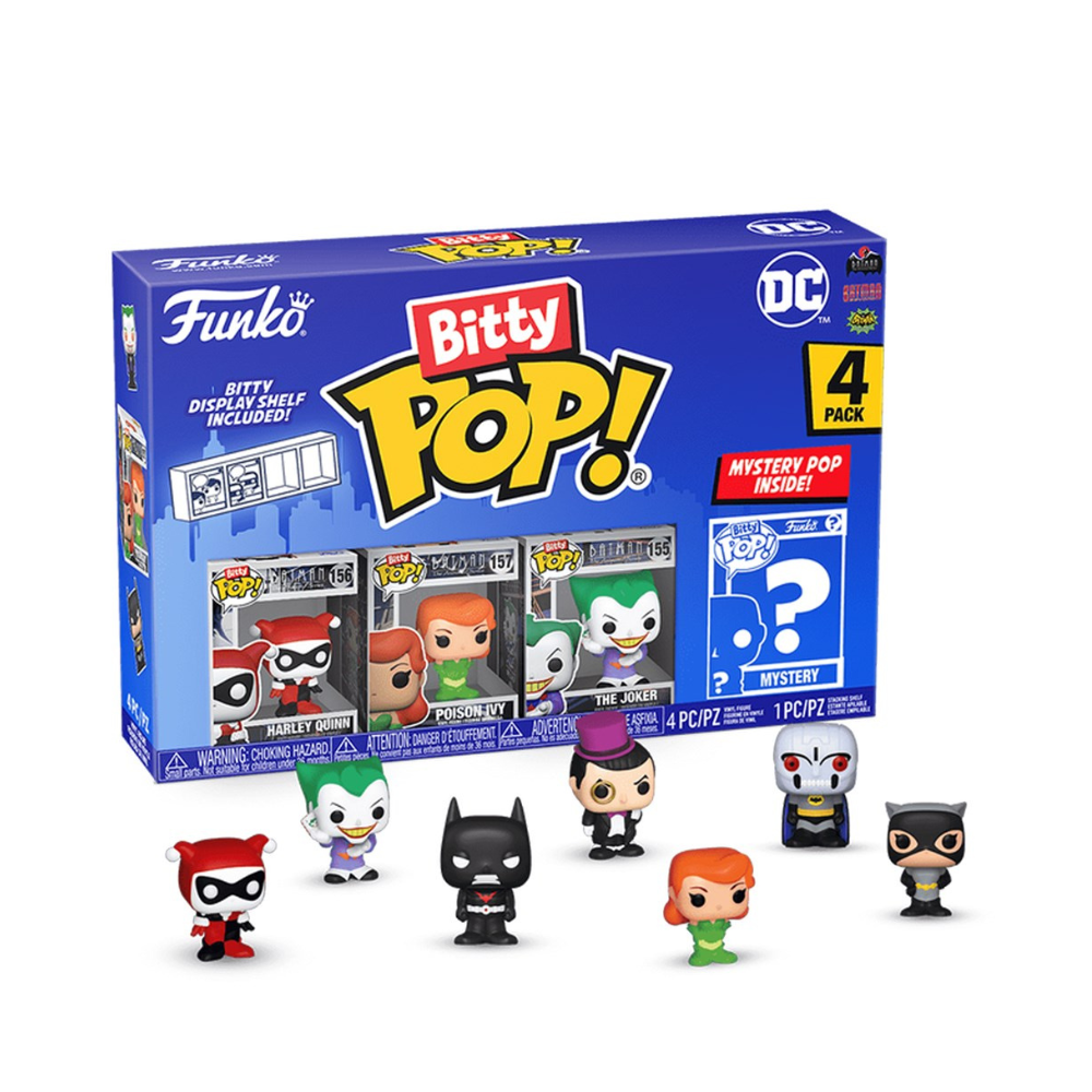 Funko Bitty POP! DC Comics 4 Figure Pack Includes Harley Quinn, Poison Ivy, The Joker, and a Mystery DC Comics Bitty Pop! - Medaid International