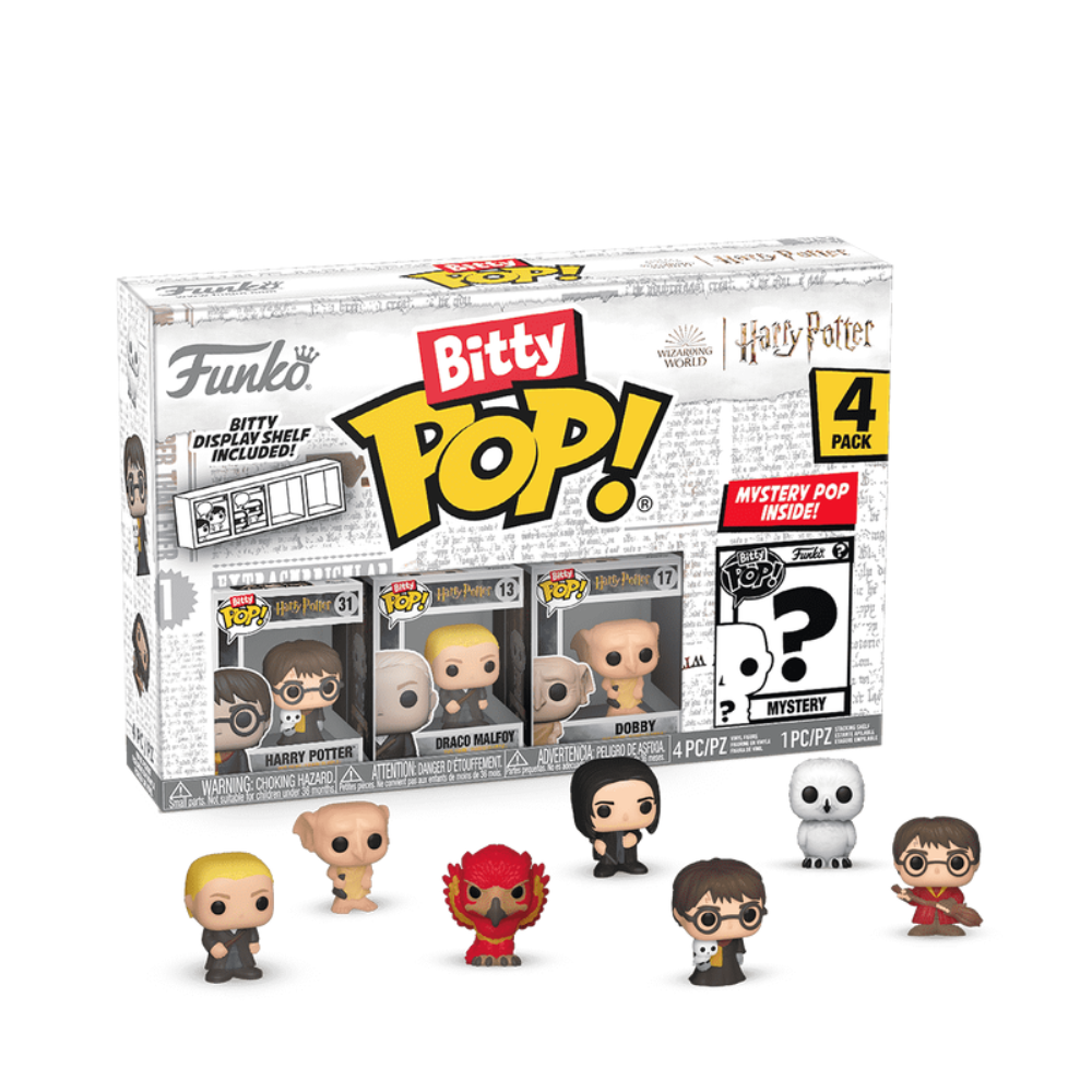 Funko Bitty POP! Harry Potter 4 Figure Pack Includes Harry Potter, Draco Malfoy, Dobby, and a Mystery Harry Potter Bitty Pop! - Medaid International