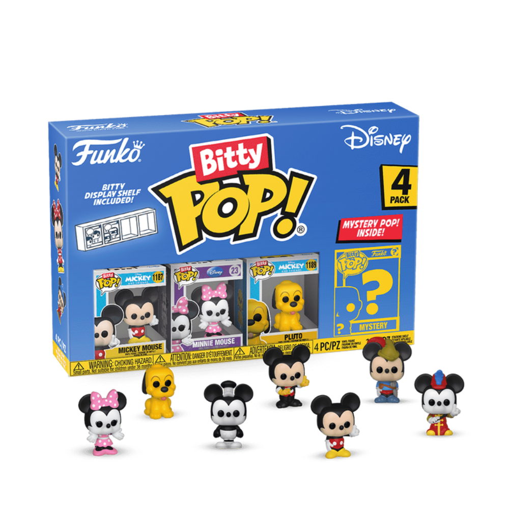 Funko Bitty POP! Disney 4 Figure Pack Includes Mickey Mouse,Minnie Mouse,Pluto and a Mystery Disney Bitty Pop! - Medaid International