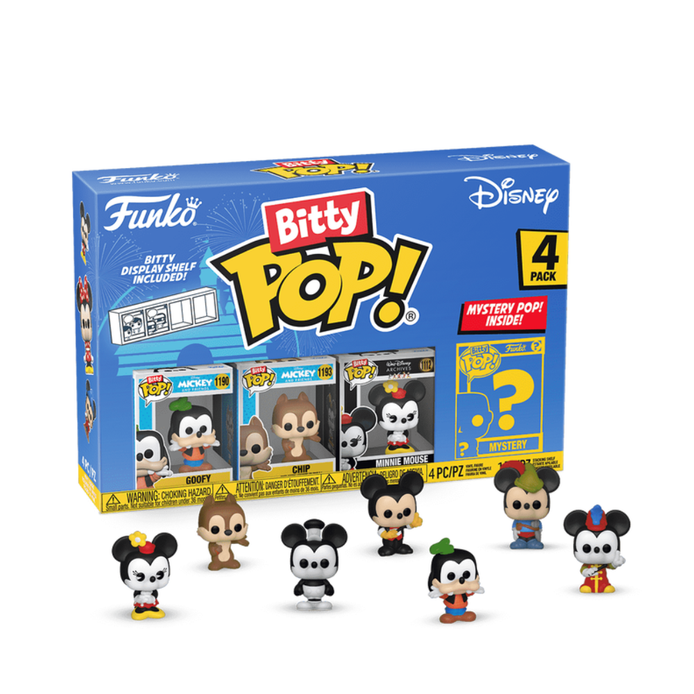 Funko Bitty POP! Disney 4 Figure Pack Includes Goofy, Chip, Minnie Mouse and a Mystery Disney Bitty Pop! - Medaid International