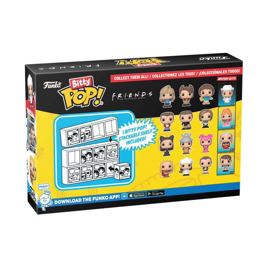 Funko Bitty POP! FRIENDS 4 Figure Pack Includes Joey Tribbianni, Ross Geller, Rachelle Green, and a Mystery FRIENDS Bitty Pop! - Medaid International