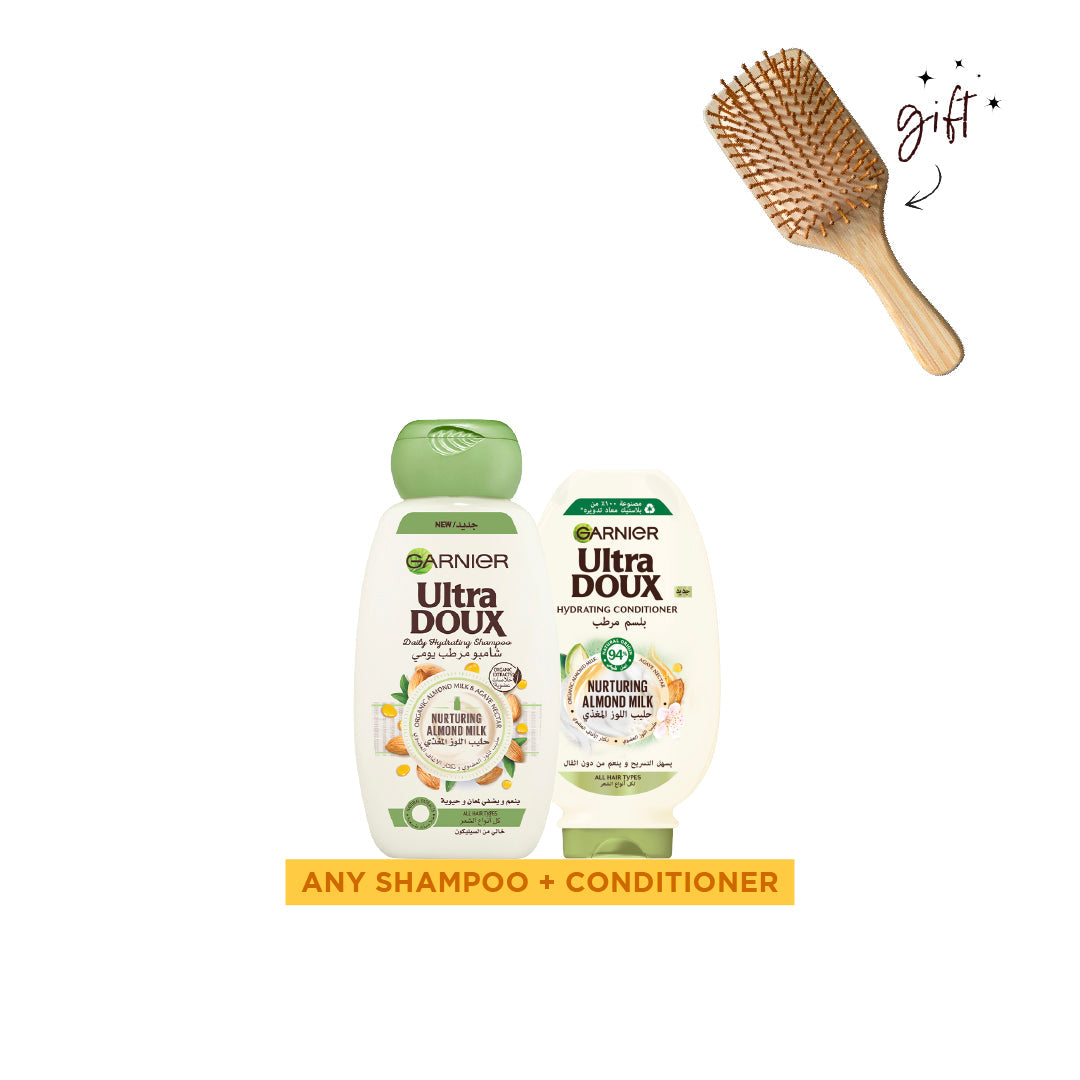 Garnier Ultra Doux Basic Routine Bundle + Free Bamboo Brush - Medaid