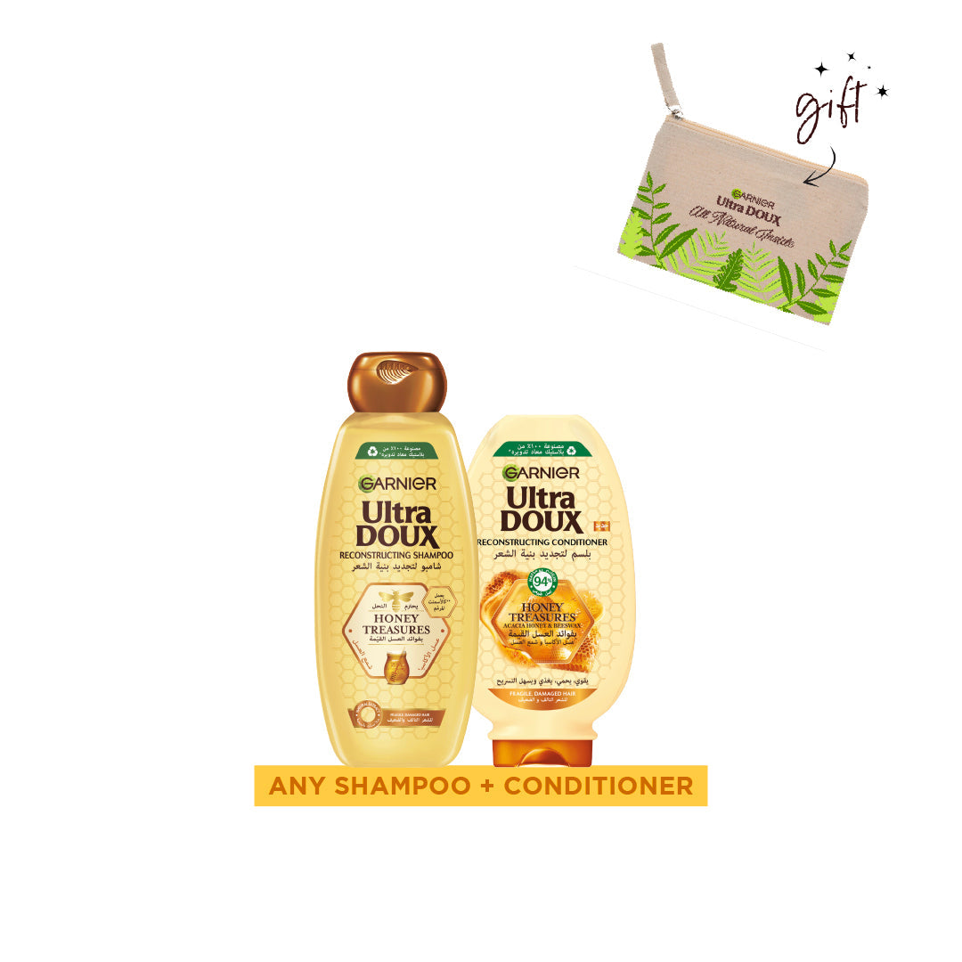 Garnier Ultra Doux Honey or Black Bundle + Free Pouch - Medaid
