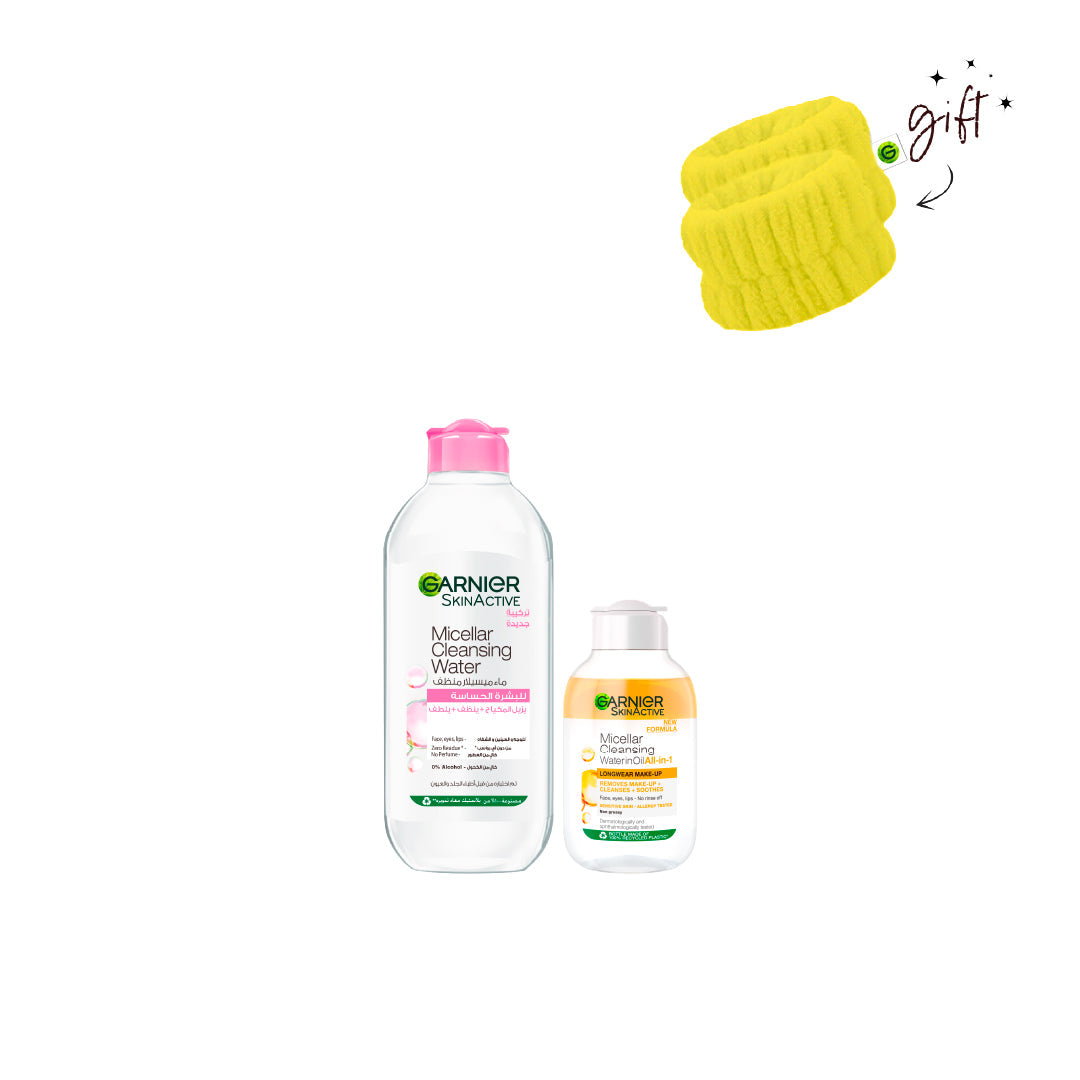 Garnier Micellar Pink Facial And Oil Infused Cleansers Bundle + Free Wrist Bands - Medaid