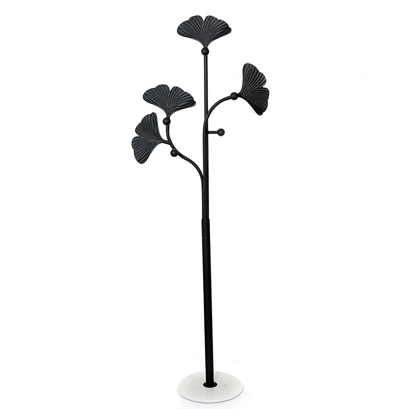 175 CM Freestanding Leaf Shape Metal Coat Rack with Stable Marble Base Clothes Hanger Stand with 5 Hooks Coat Racks for Hats Scarves Handbags Black - Medaid - Lebanon