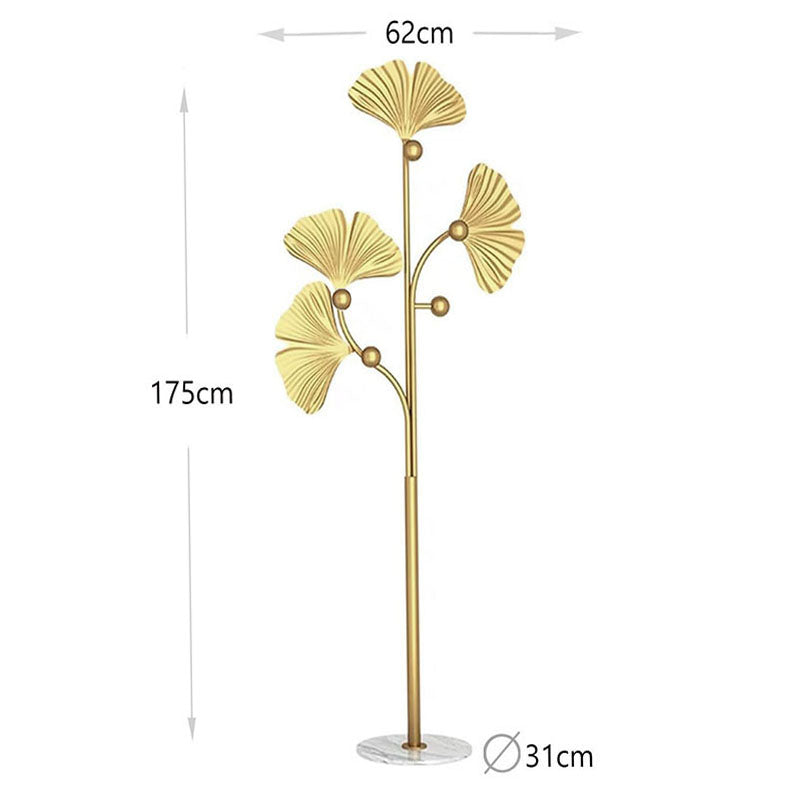 175 CM Freestanding Leaf Shape Metal Coat Rack with Stable Marble Base Clothes Hanger Stand with 5 Hooks Coat Racks for Hats Scarves Handbags Gold - Medaid - Lebanon