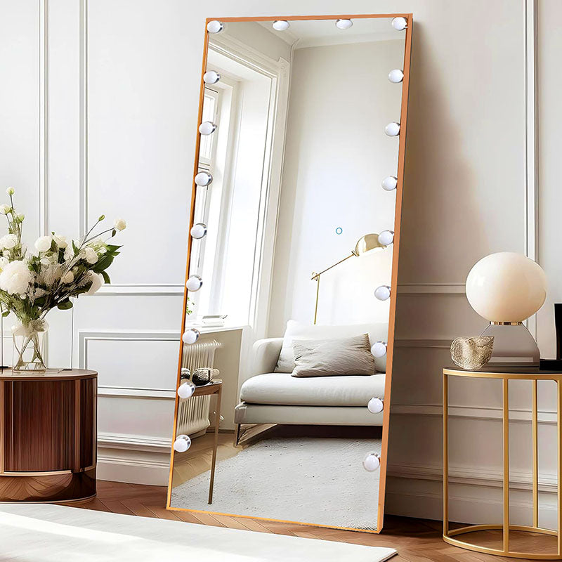 170 CM, Modern Mirror with LED Bulbs and Smart Touch Control, Wall Mounted Mirror with Gold Metal Frame for Bedroom, Living Room - Medaid - Lebanon