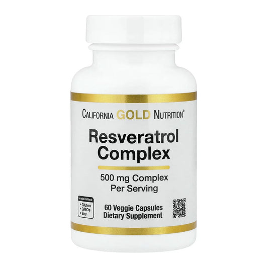 Resveratrol Complex with Grape Seed Extract, Red Wine Extract, and trans-Resveratrol, 60 Veggie Capsules - Medaid International