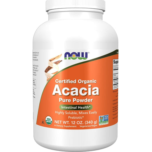 NOW Foods Supplements, Acacia Pure Powder, Certified Organic, Highly Soluble, Mixes Easily, Intestinal Health*, 12-Ounce - Medaid