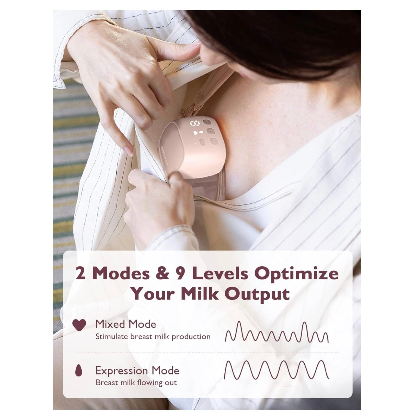 Momcozy S9 Pro Upgraded Wearable Breast Pump, Hands-Free Design with Extended Battery Life & LED Display, Double Electric Portable Pump with 2 Modes & 9 Levels, 24mm, 1-Pack, Gray - Medaid International