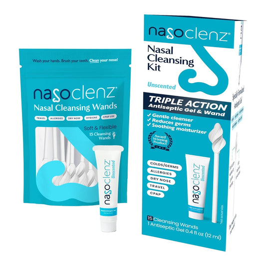 Nasal Cleansing Kit – Gentle Wand & Nasal Antiseptic Gel, Nose Cleaner and Nasal Moisturizer for Dry Nose & Sinus Relief (Unscented 15 Count, up to 120 uses) - Medaid International