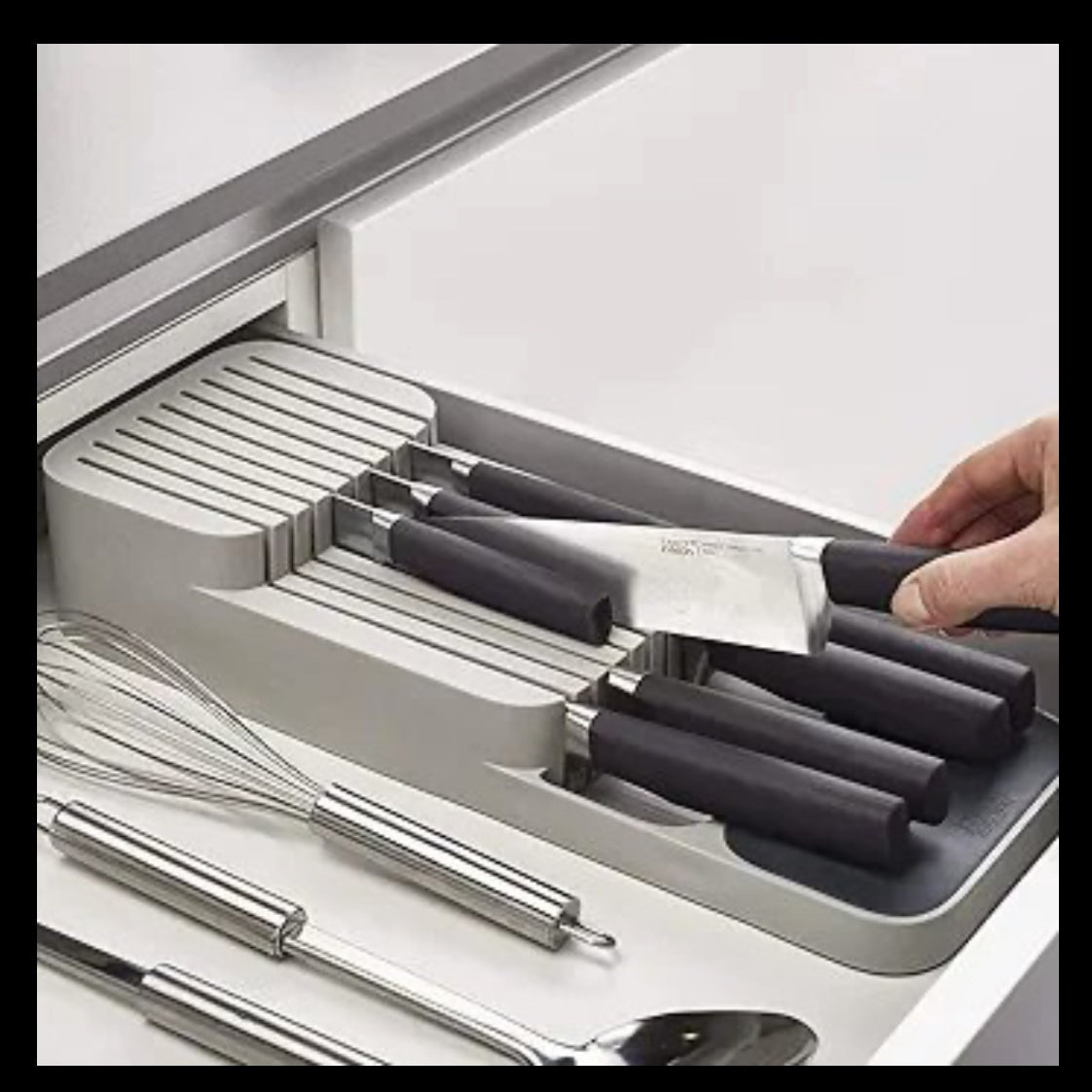 Store Kitchen Drawer Organizer Tray for Knives Knife Block, Gray - Medaid