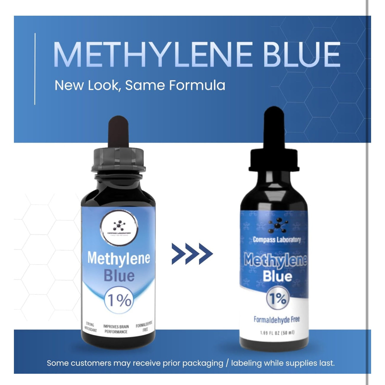 Methylene Blue Pharmaceutical Grade, USP Grade, Third-Party Tested Brain Health Dietary Supplement for Humans, No Formaldehyde, Made in USA (1% 50ml Bottle) - Medaid