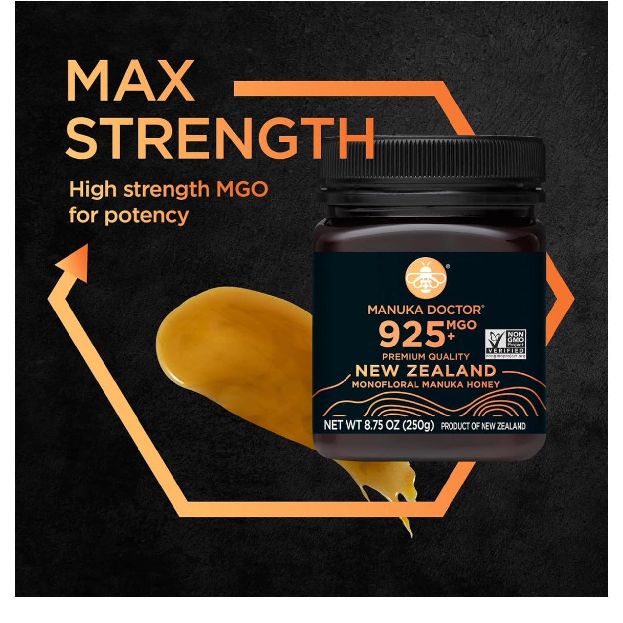 MANUKA DOCTOR - MGO 925+ Manuka Honey Monofloral, 100% Pure New Zealand Honey. Certified. Guaranteed. RAW. Non-GMO (8.75 oz) - Medaid