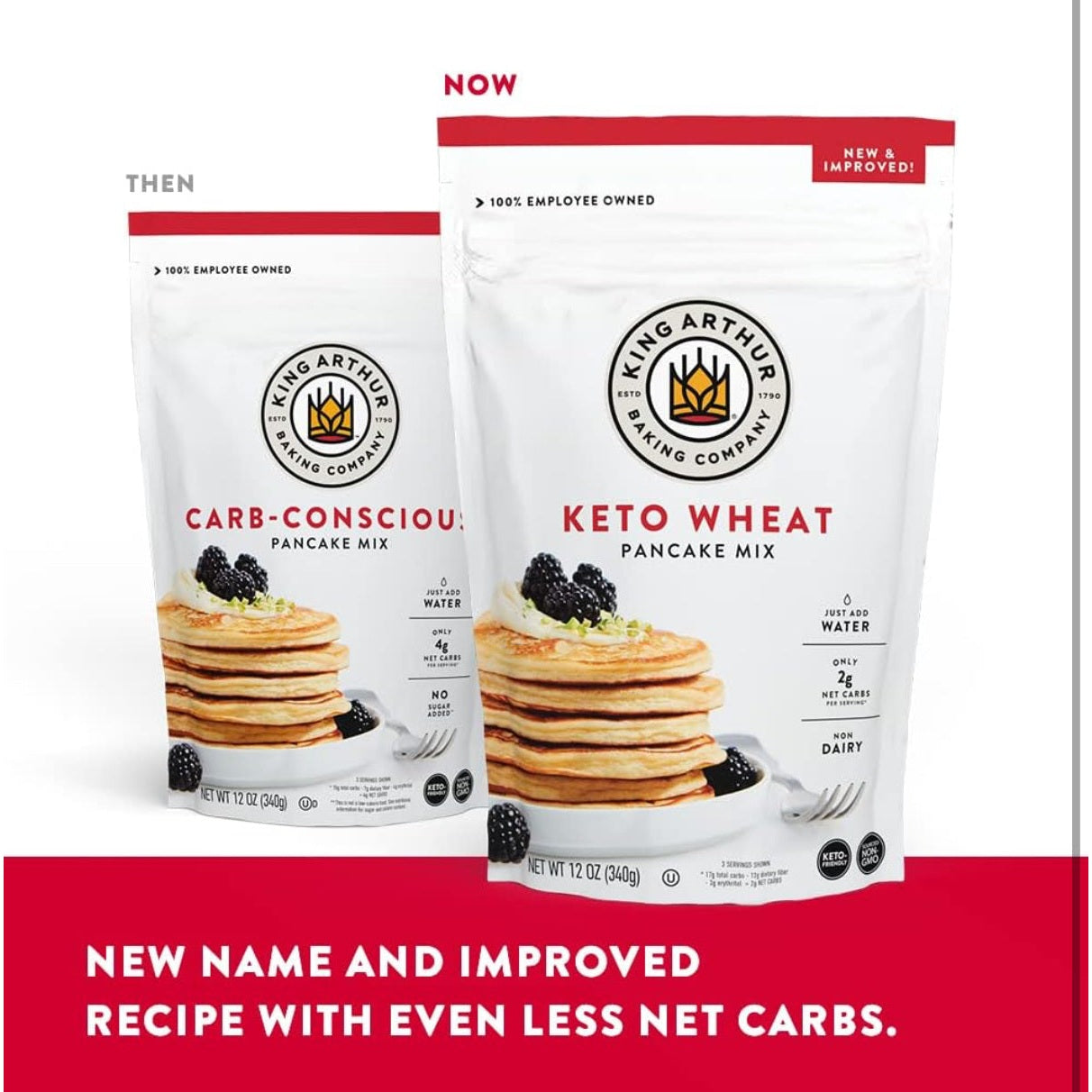 King Arthur Keto Wheat Pancake Mix: Low Carb, High Protein Breakfast Solution - Just Add Water for Fluffy Pancakes or Waffles - Non-GMO, Kosher Certified, 12 oz Pouch - Medaid