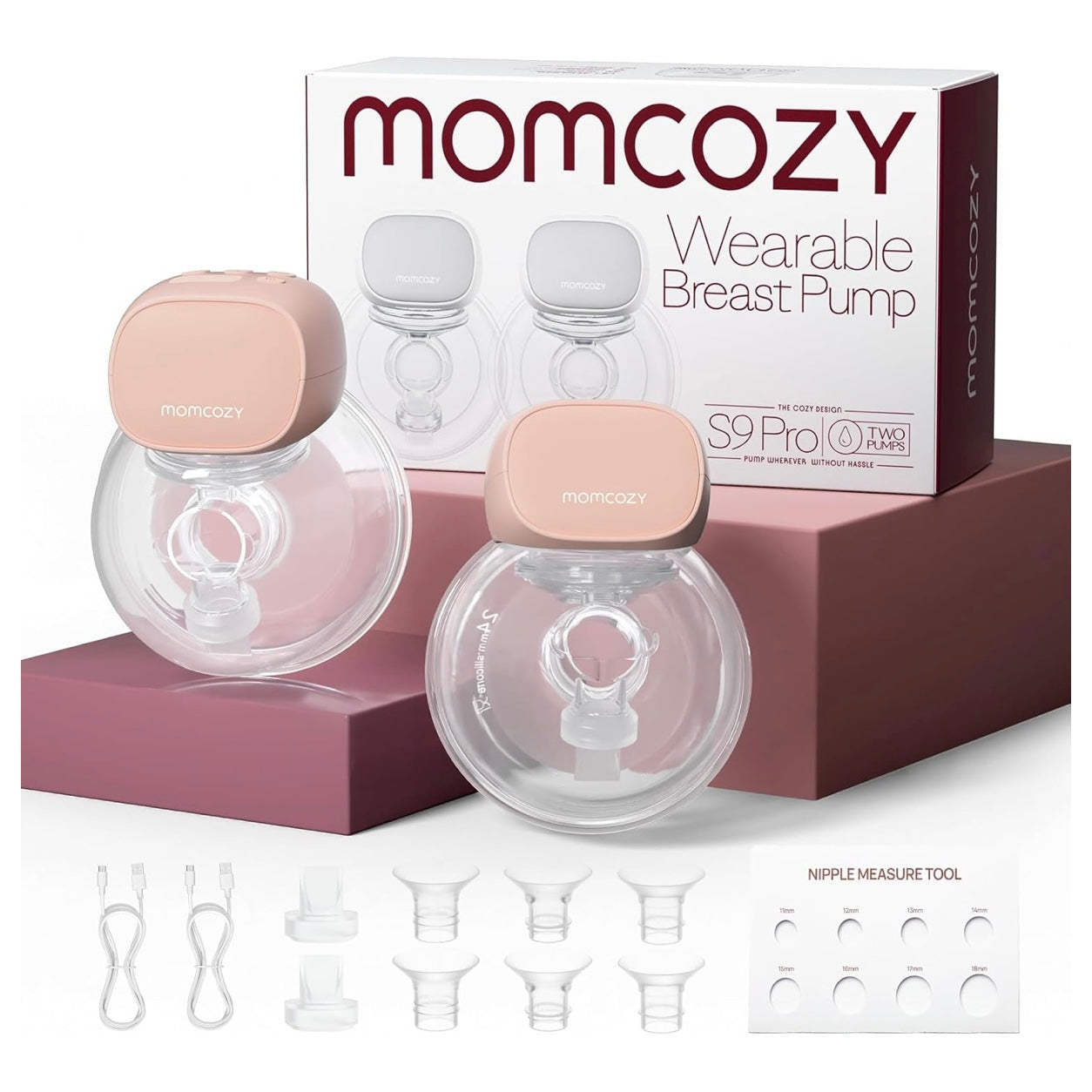 Momcozy S9 Pro Upgraded Wearable Breast Pump, Hands-Free Design with Extended Battery Life & LED Display, Double Electric Portable Pump with 2 Modes & 9 Levels, 24mm, 1-Pack, Gray - Medaid International