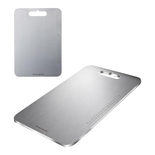 Stainless Steel Cutting Board, Titanium Chopping Boards for Kitchen, SUS 304 Large Chopper for Meat, Dishwasher Safe, with Handle & Scale, Easy Clean, ستانلس ستيل تقطيع, Solid Cookware, (36*25*0.2 cm) - Medaid